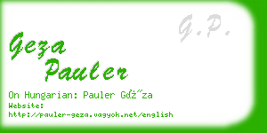 geza pauler business card